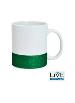 Caneca Branca com base em Glitter Verde LIVESUB